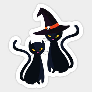 Cute Halloween Black Cats with Hat Autumn Fall Cat Lover Sticker